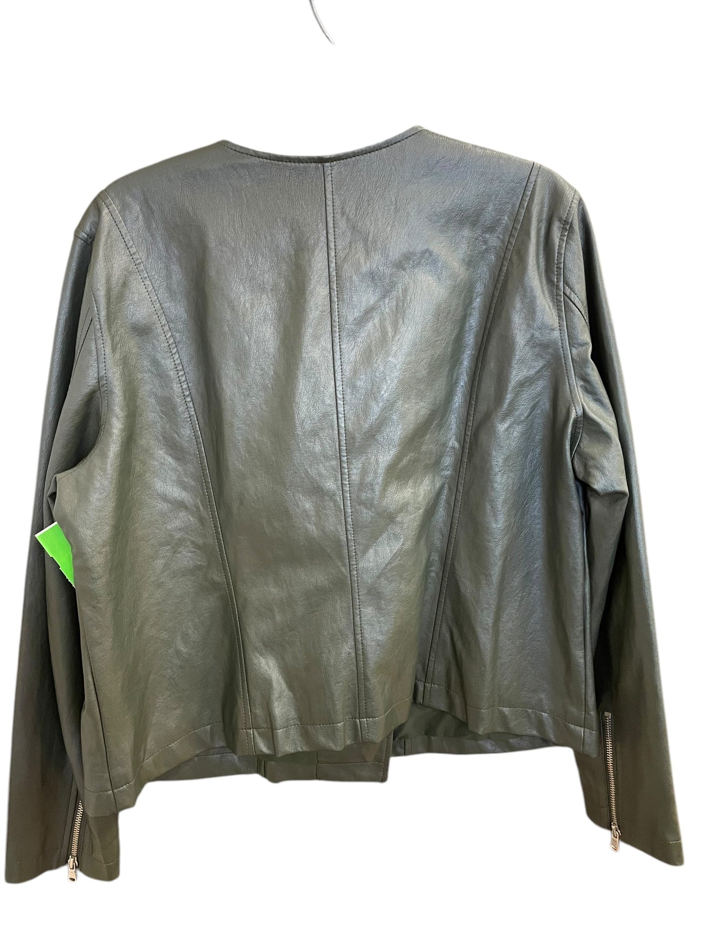 Jacket Leather By Loft In Green, Size: 1x