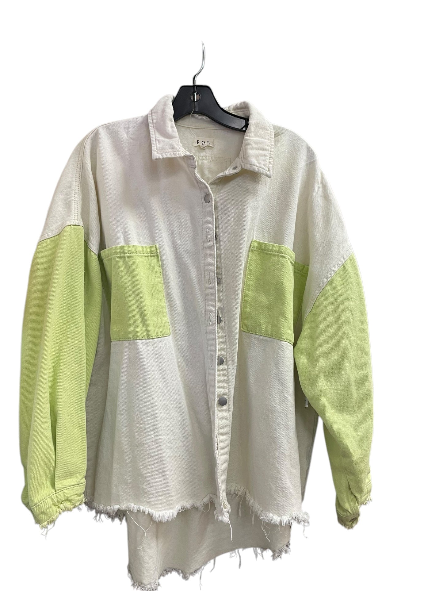 Top Long Sleeve By Pol In Cream & Green, Size: M