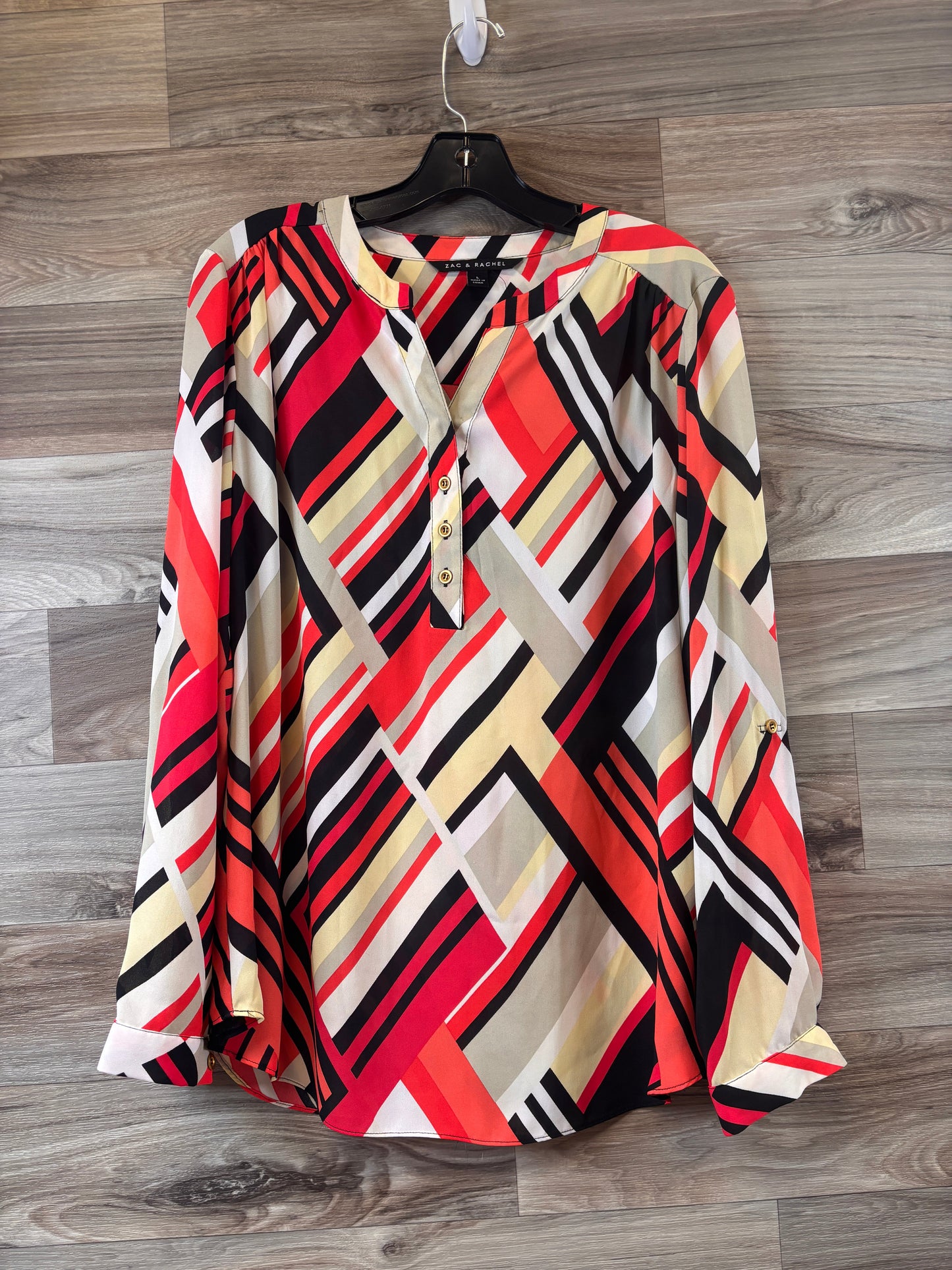 Top Long Sleeve By Zac And Rachel In Black & Orange, Size: L