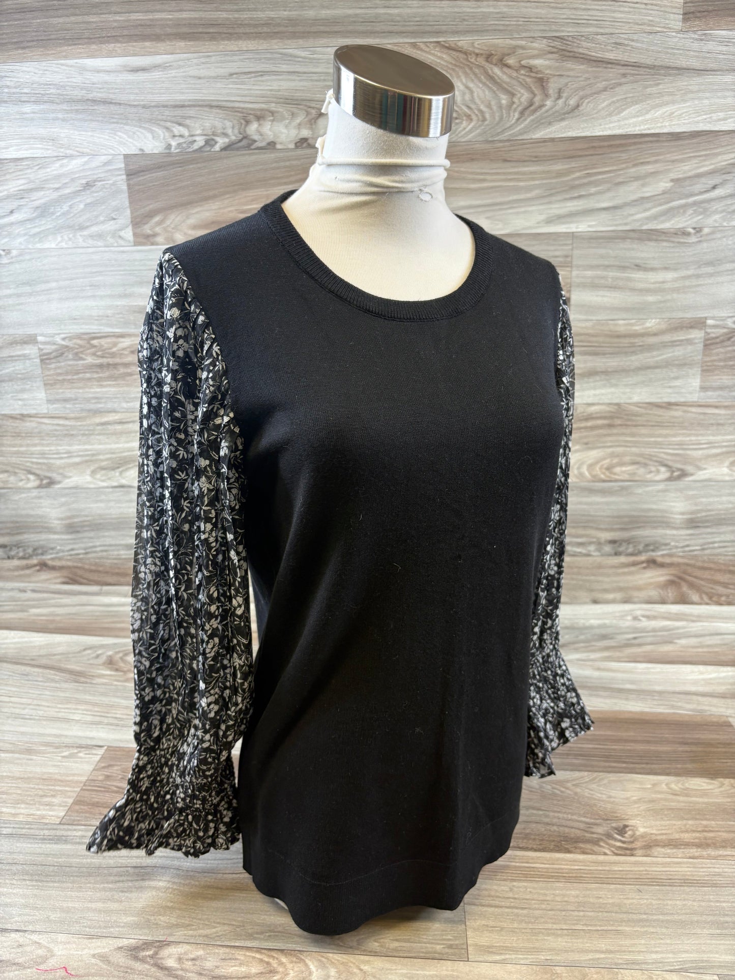 Top Long Sleeve By Adrianna Papell In Black & White, Size: S