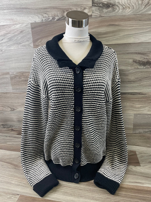 Sweater Cardigan By Banana Republic In Black & White, Size: L