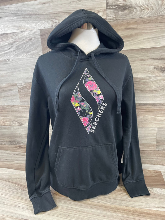 Sweatshirt Hoodie By Skechers In Black & Pink, Size: M