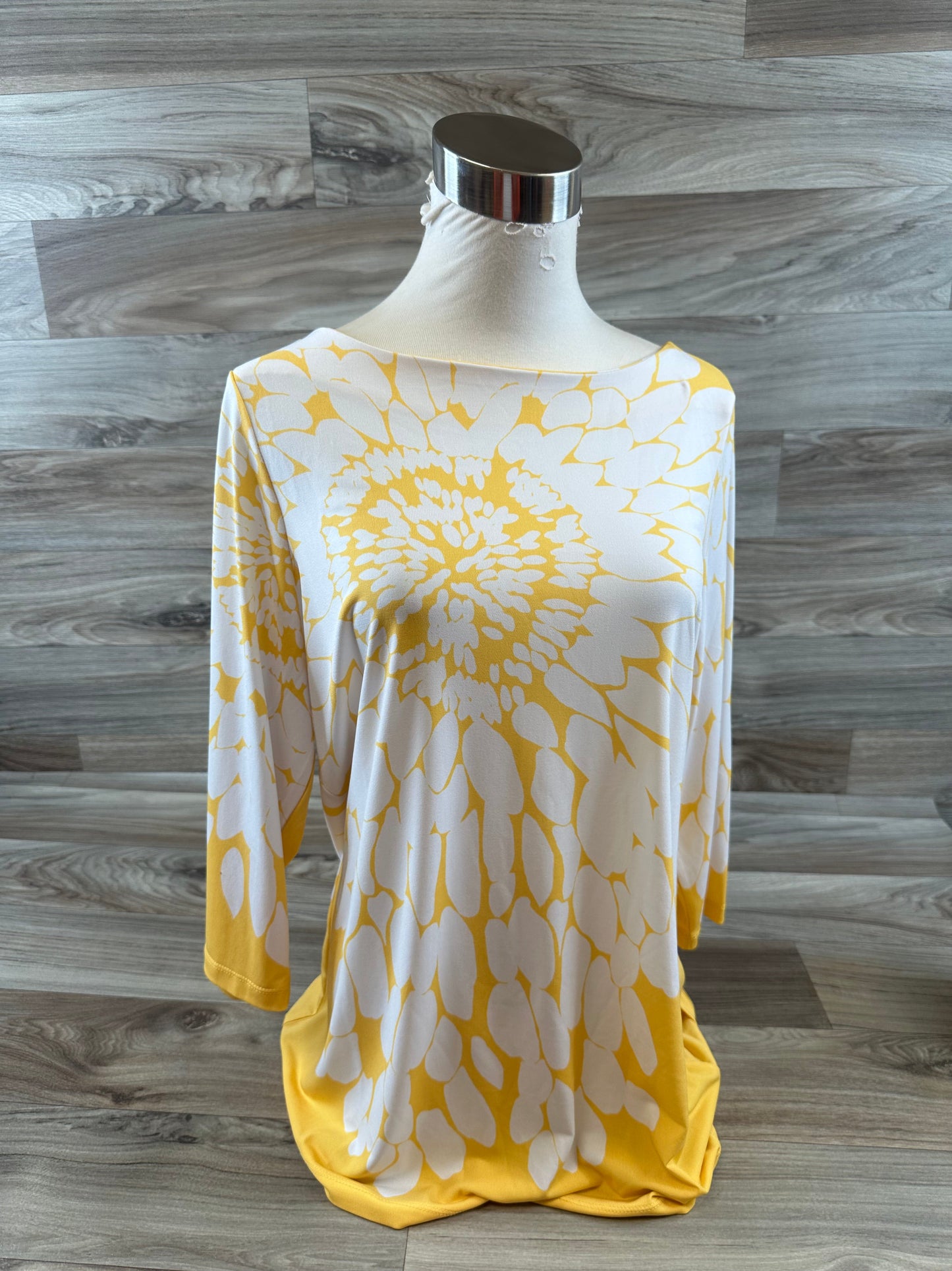 Top 3/4 Sleeve By Susan Graver In Yellow, Size: M