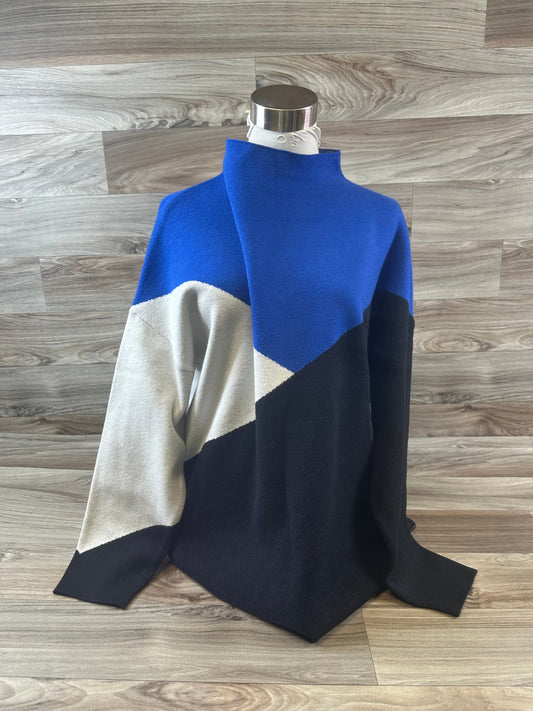 Top Long Sleeve By T Tahari In Blue & White, Size: 1x