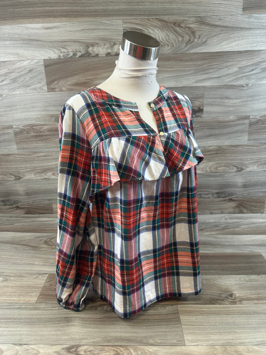 Top Long Sleeve Basic By J. Crew In Plaid Pattern, Size: S