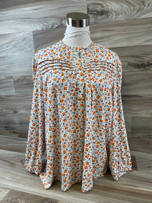 Top Long Sleeve By Croft And Barrow In Blue & Orange, Size: Xl