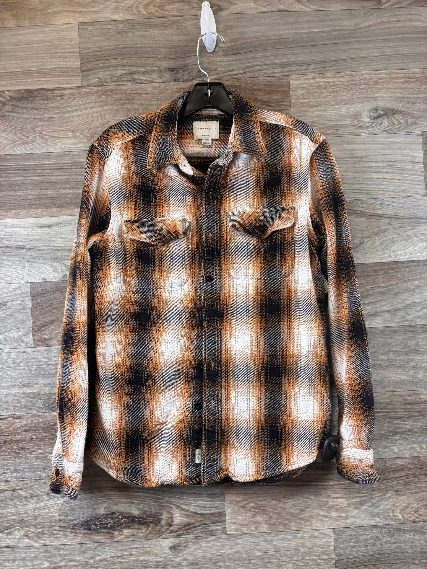 Top Long Sleeve By American Eagle In Black & Orange, Size: S