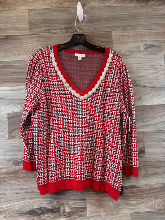 Top Long Sleeve By Charter Club In Black & Red, Size: Xxl