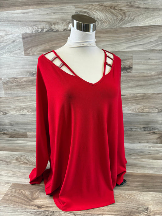 Top Long Sleeve By 89th And Madison In Red, Size: 2x