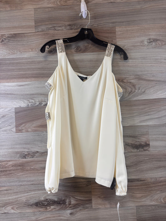 Top Long Sleeve By Roz And Ali In Cream & Silver, Size: M