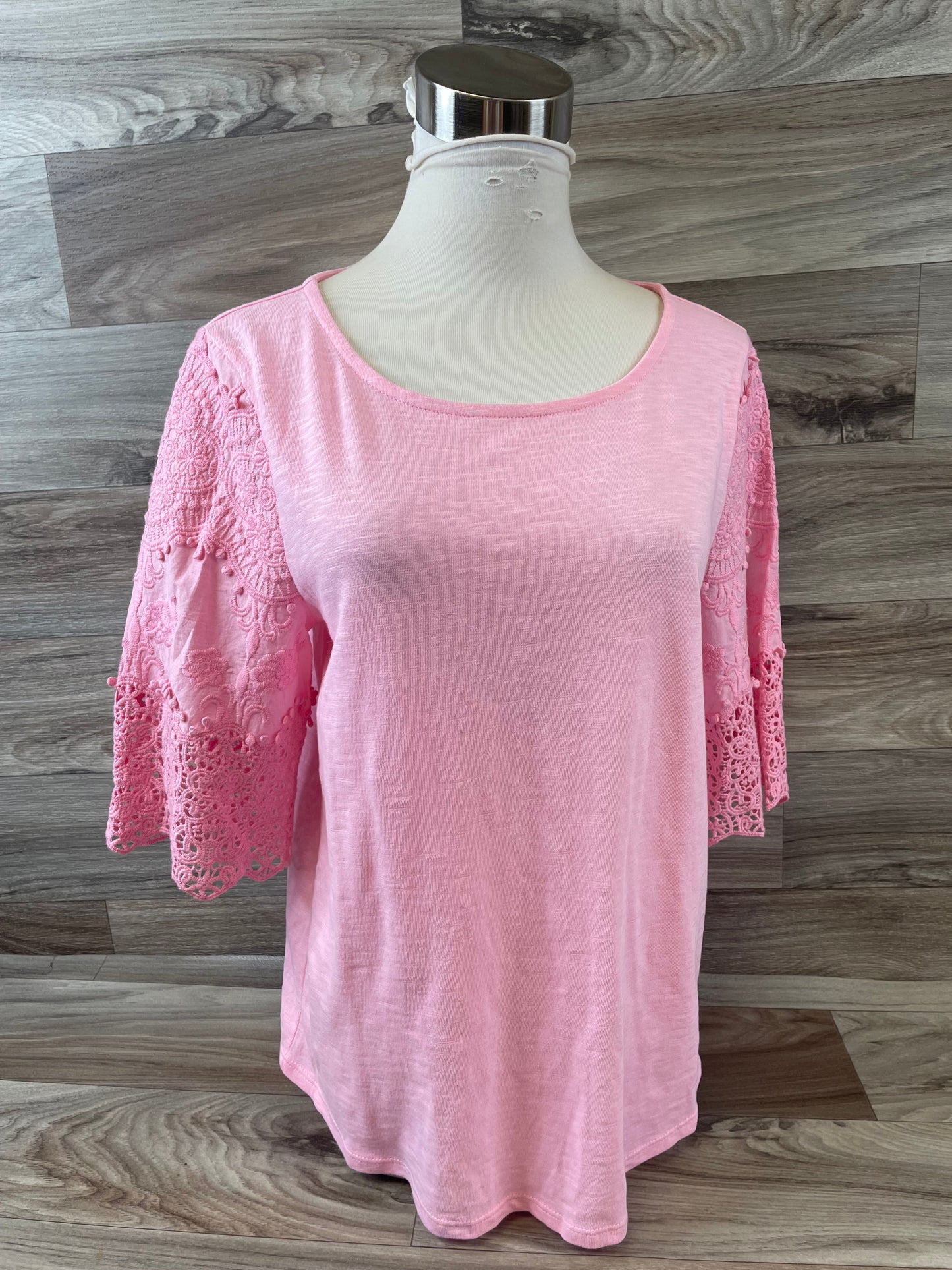 Pink Top Short Sleeve Basic Talbots, Size Petite  M