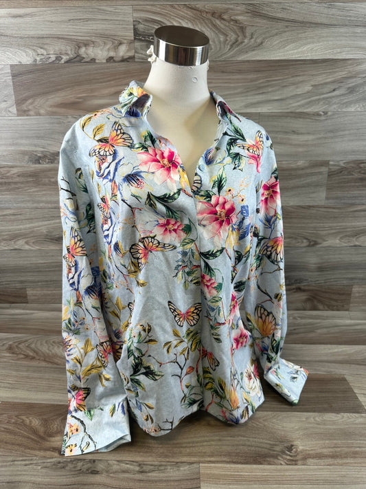 Floral Print Top Long Sleeve Chicos, Size M