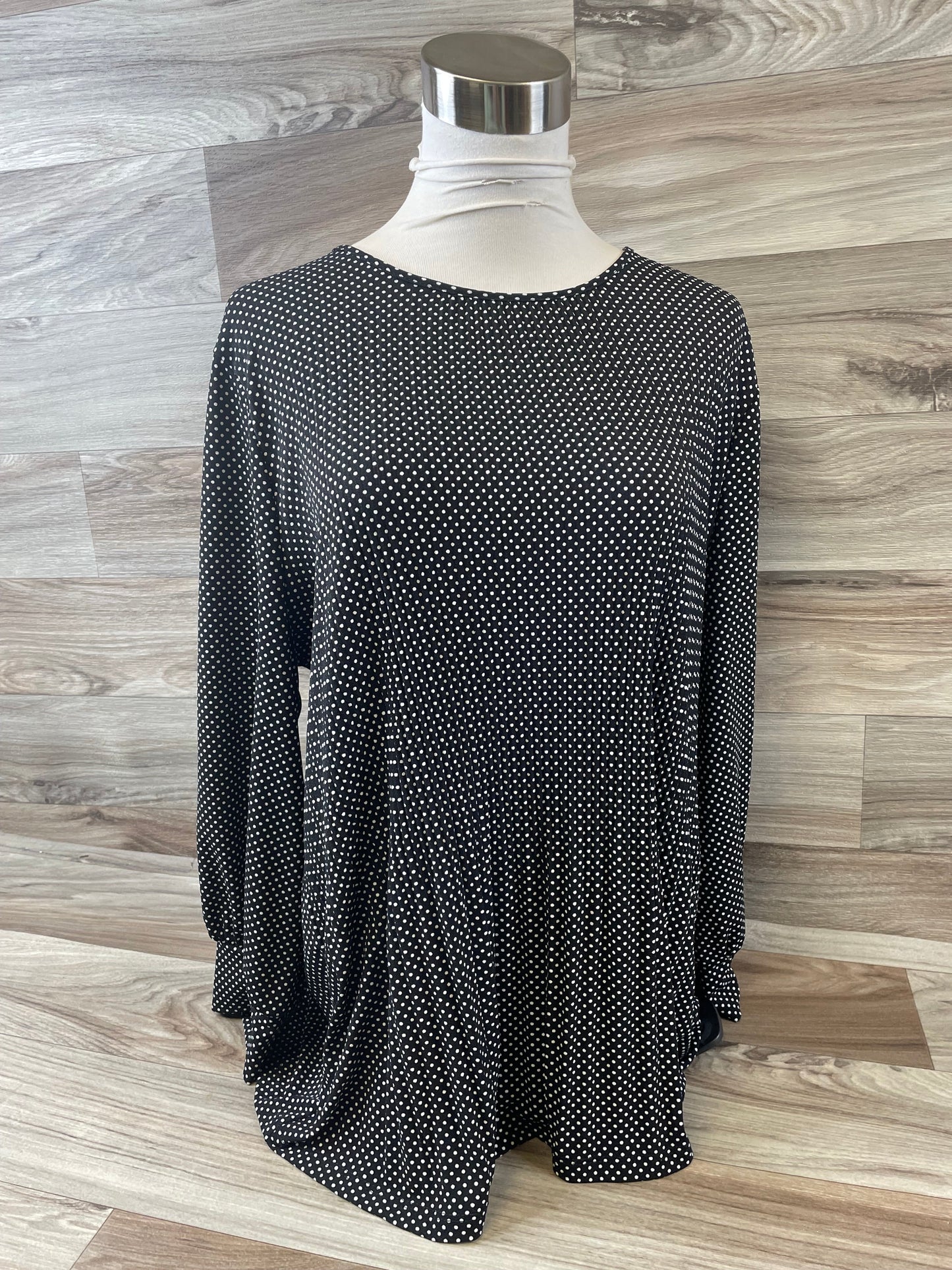 Top Long Sleeve Basic By Adrianna Papell In Black & White, Size: L