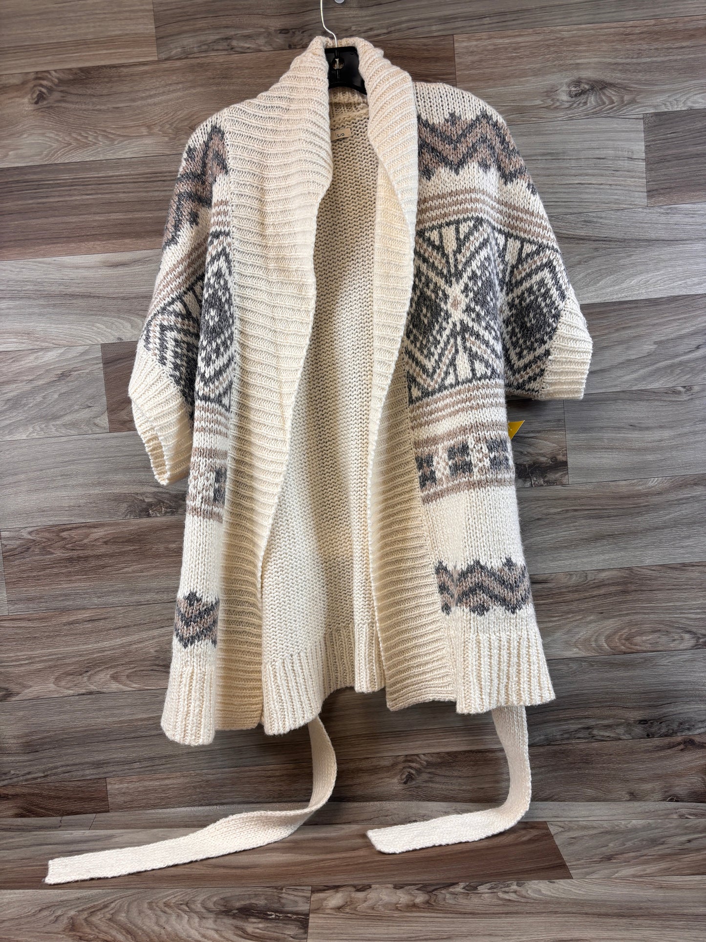 Sweater Cardigan By Old Navy In Grey & Tan, Size: L