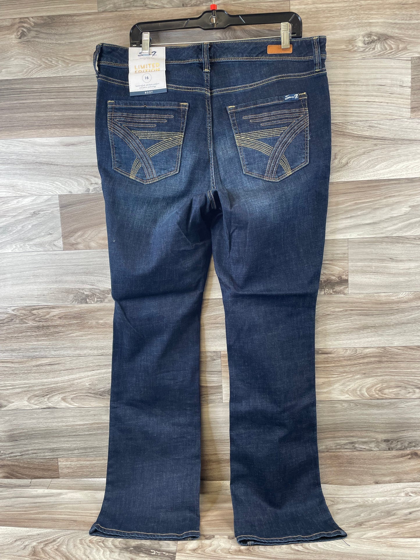 Jeans Boot Cut By Seven 7 In Blue Denim, Size: 16