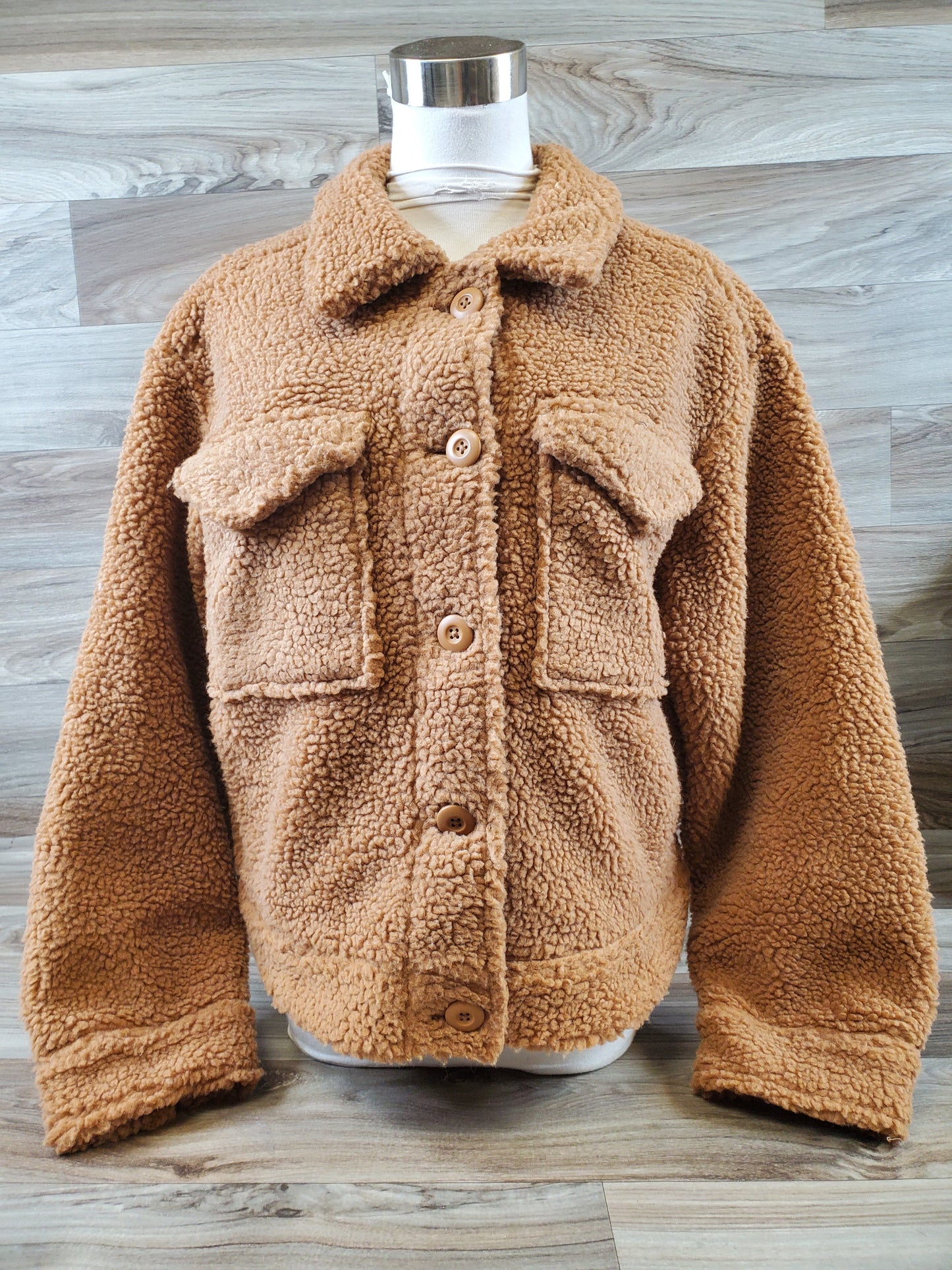 Jacket Faux Fur & Sherpa By American Eagle In Tan, Size: Xs