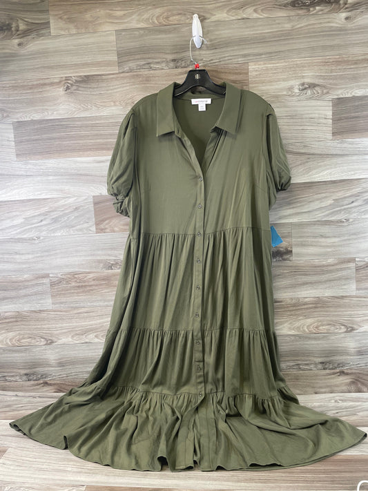 Dress Casual Midi By Liz Claiborne In Green, Size: Xxl