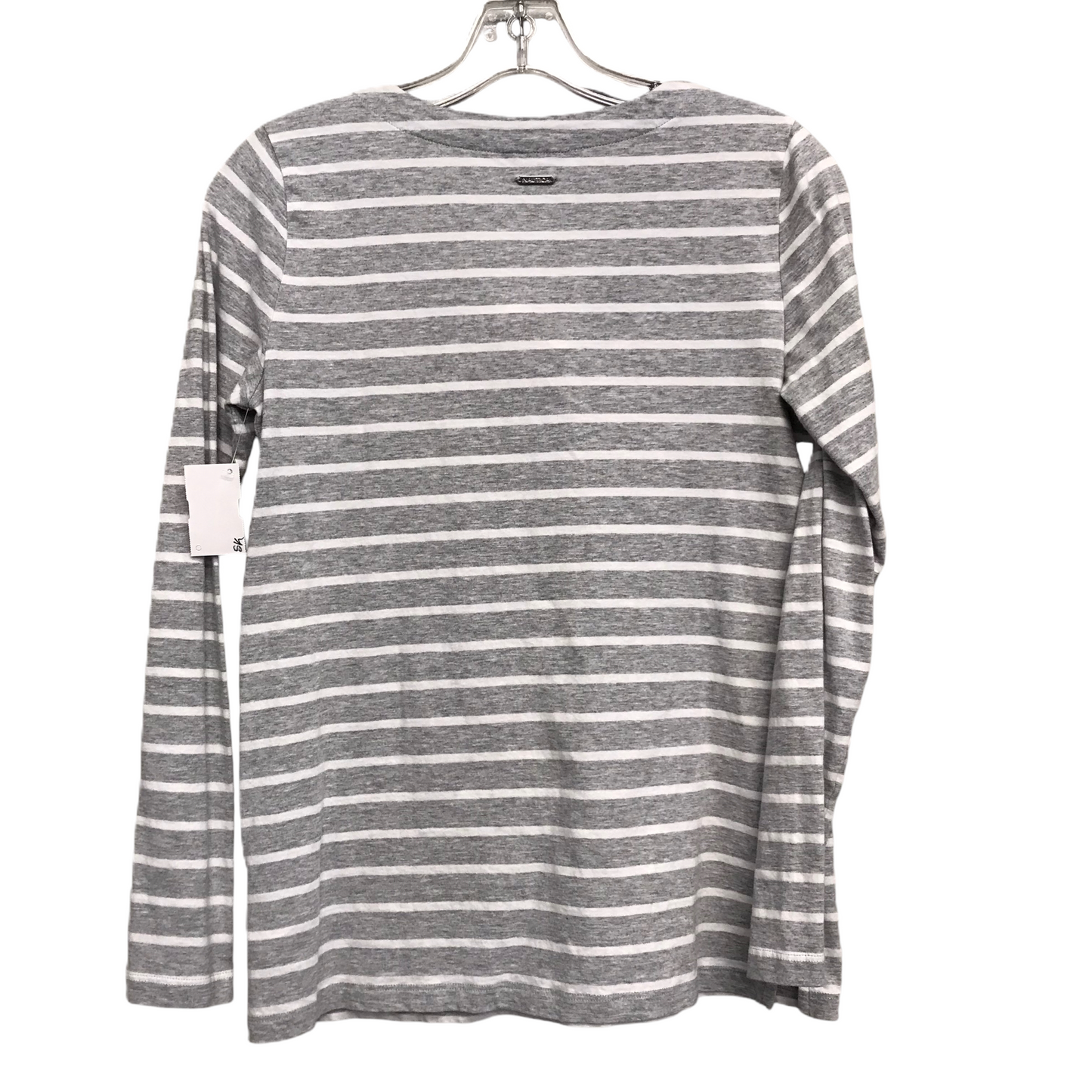 Top Long Sleeve Basic By Nautica In Grey & White, Size: S