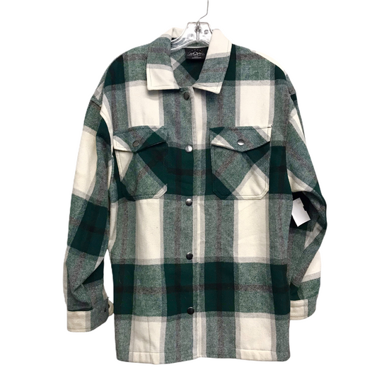 Jacket Shirt By HFX In Green & White, Size: S