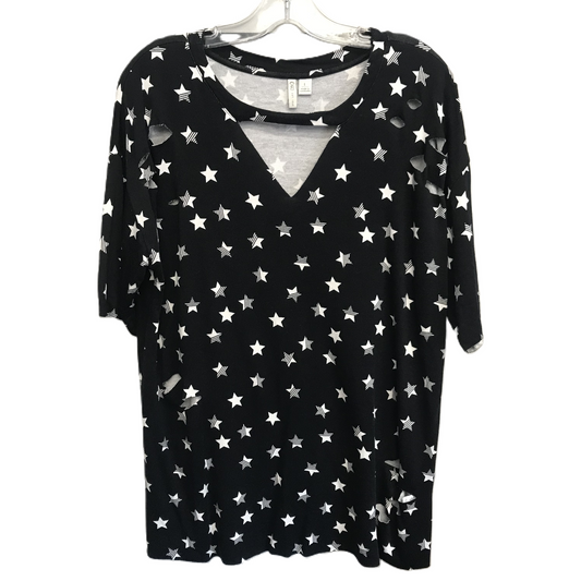 Black & White Top Short Sleeve By Cato, Size: L