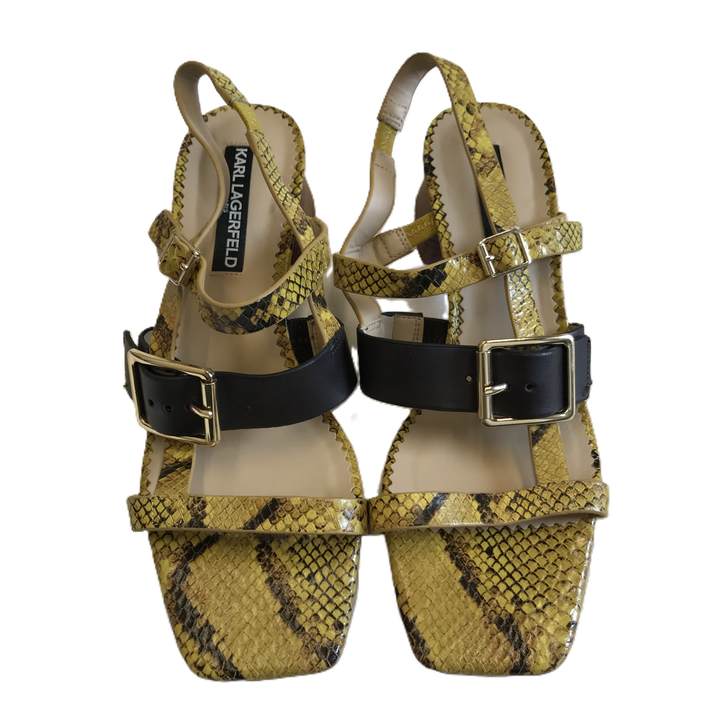 Snakeskin Print Sandals Designer By Karl Lagerfeld, Size: 8.5