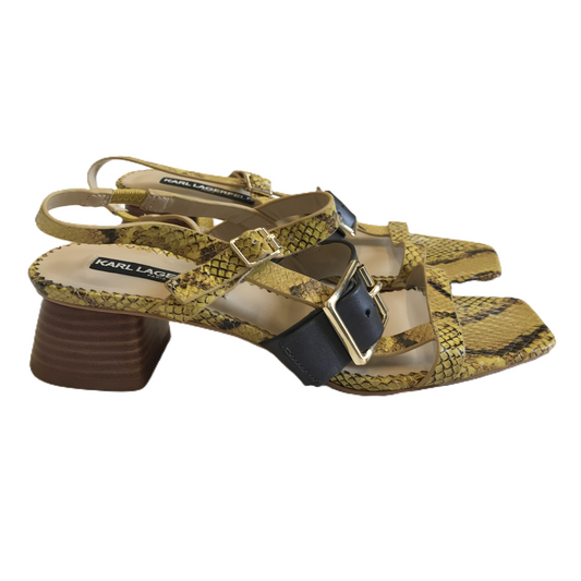 Snakeskin Print Sandals Designer By Karl Lagerfeld, Size: 8.5