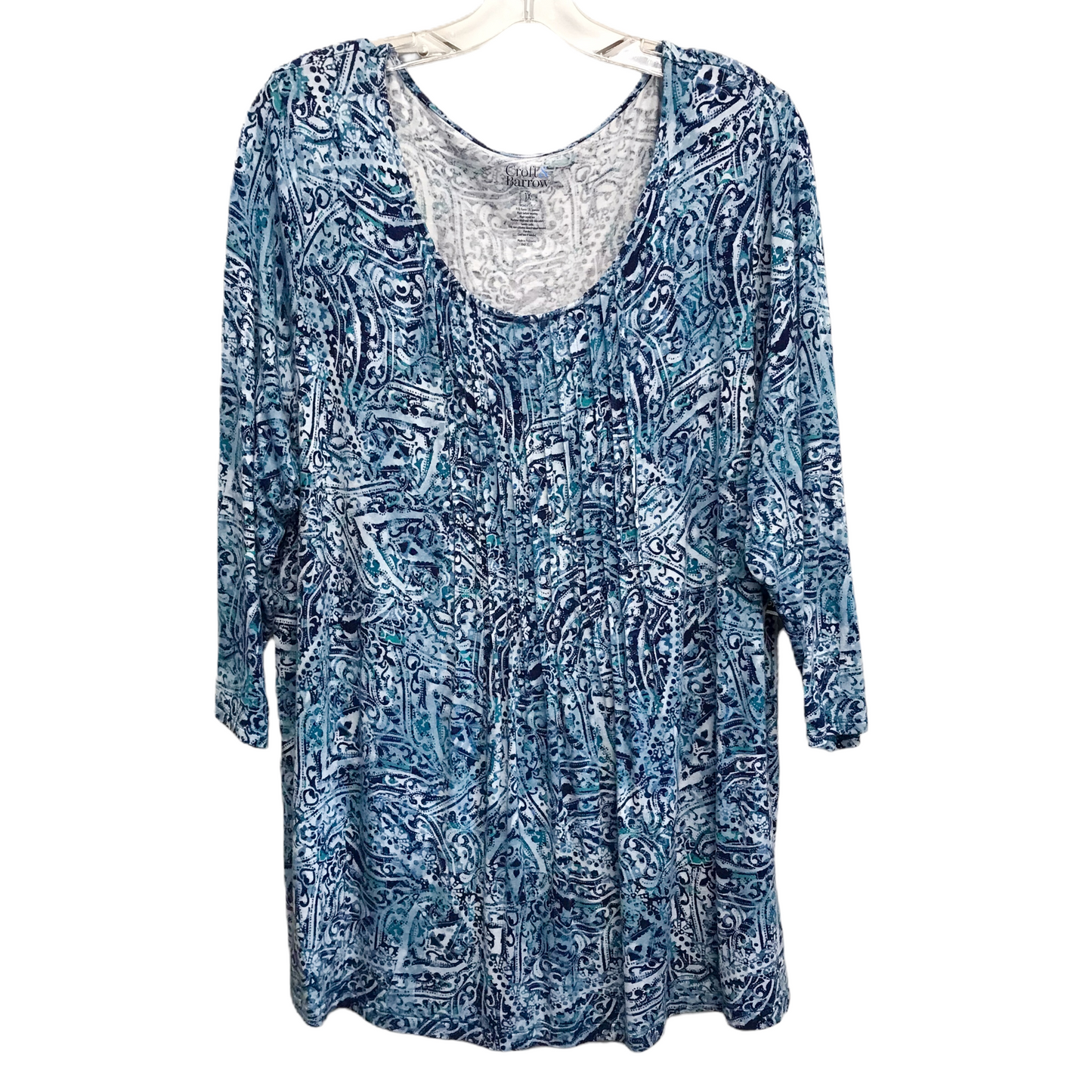 Top Long Sleeve By Croft And Barrow In Blue, Size: 1x