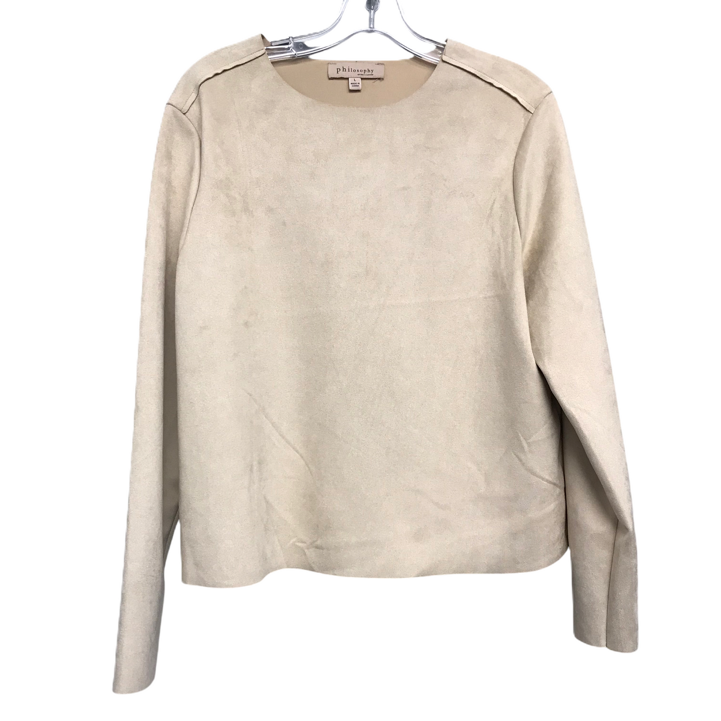 Top Long Sleeve By Philosophy In Beige, Size: L