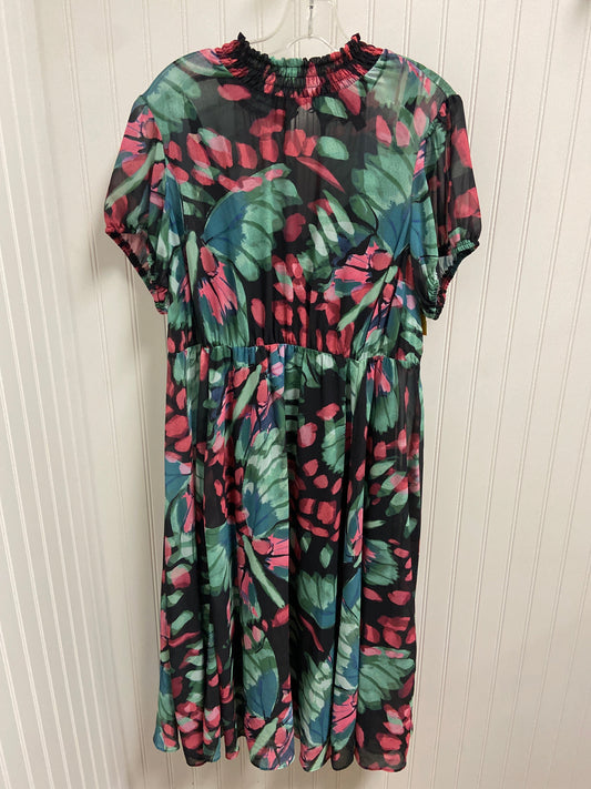 Dress Casual Midi By Lane Bryant In Black & Pink, Size: Xl