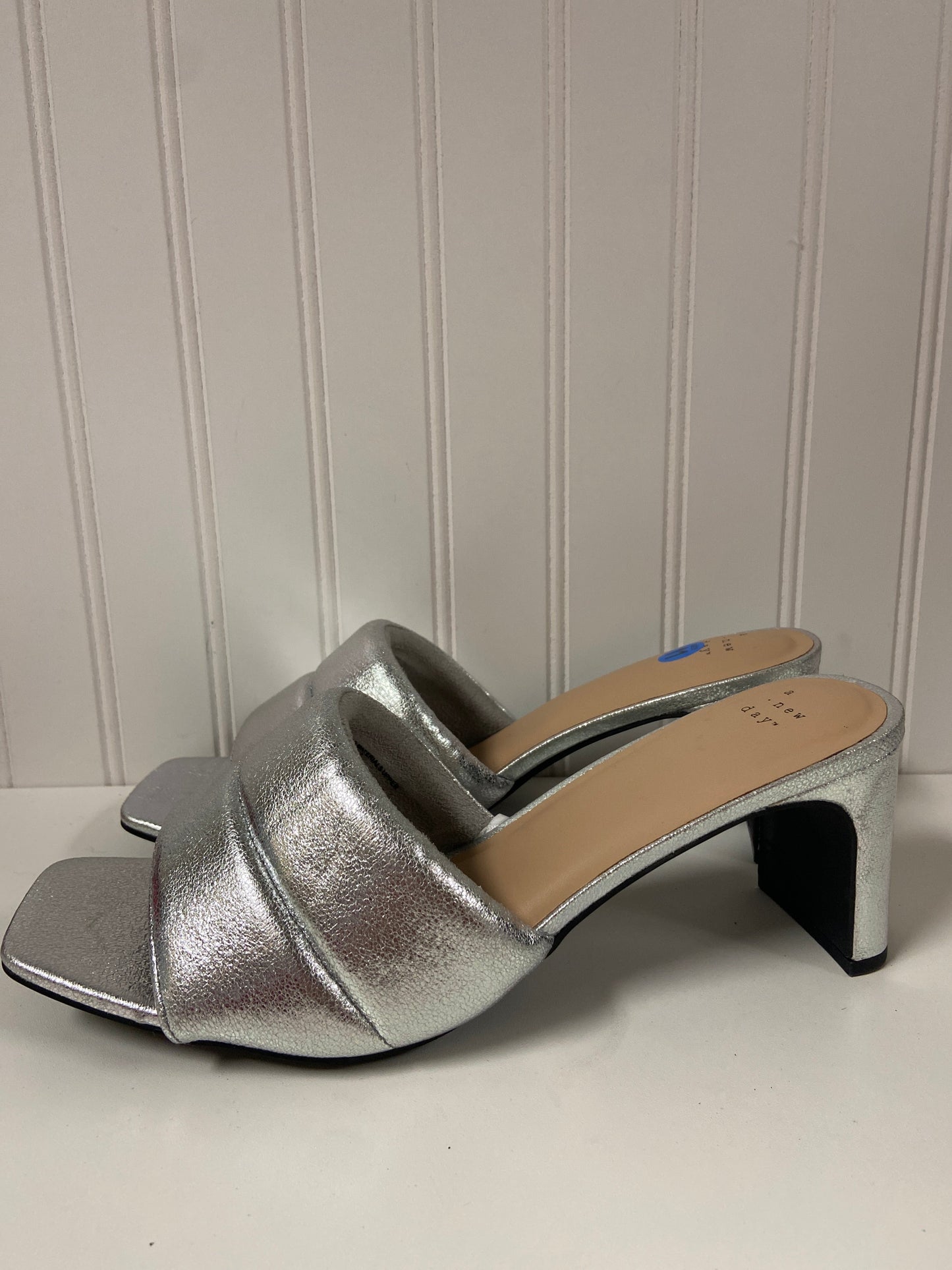 Silver Sandals Heels Block A New Day, Size 11