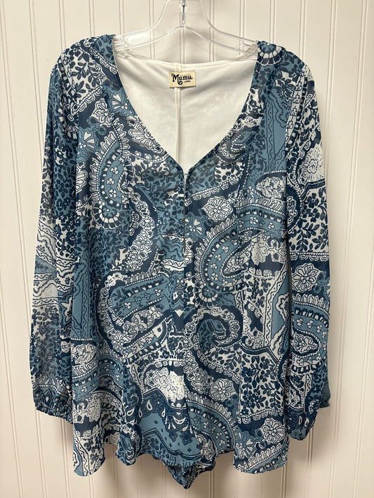 Blue & White Romper Designer Mumu, Size L