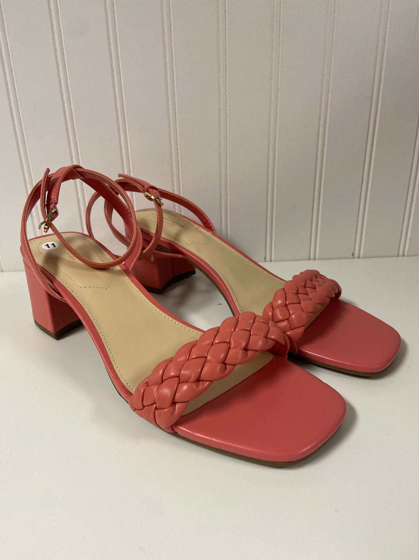 Sandals Heels Block By Liz Claiborne In Coral, Size: 11