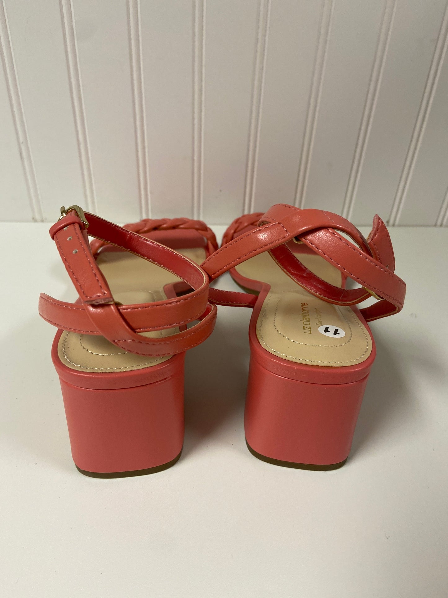 Sandals Heels Block By Liz Claiborne In Coral, Size: 11