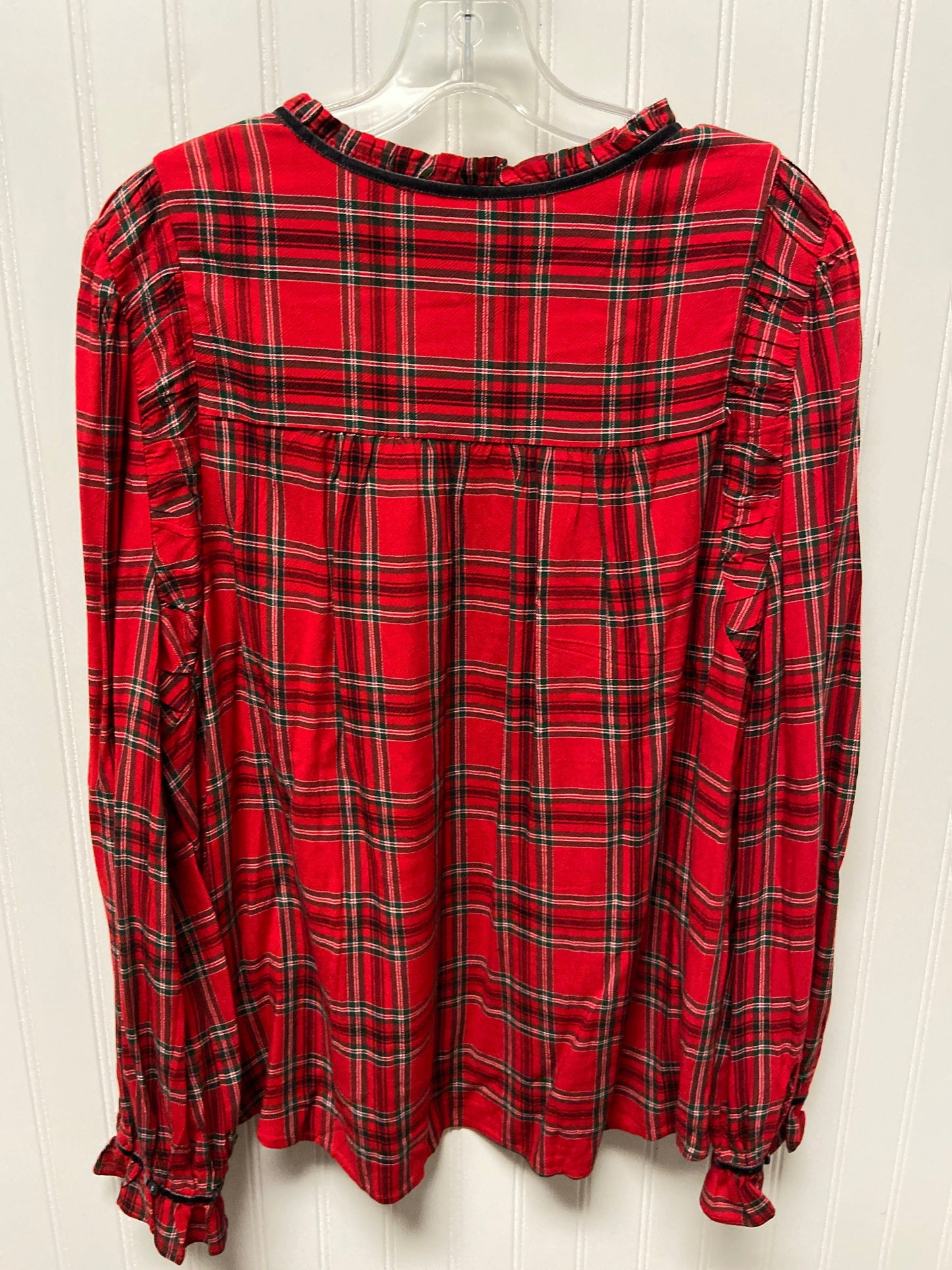 Blouse Long Sleeve By Loft In Red, Size: Xl