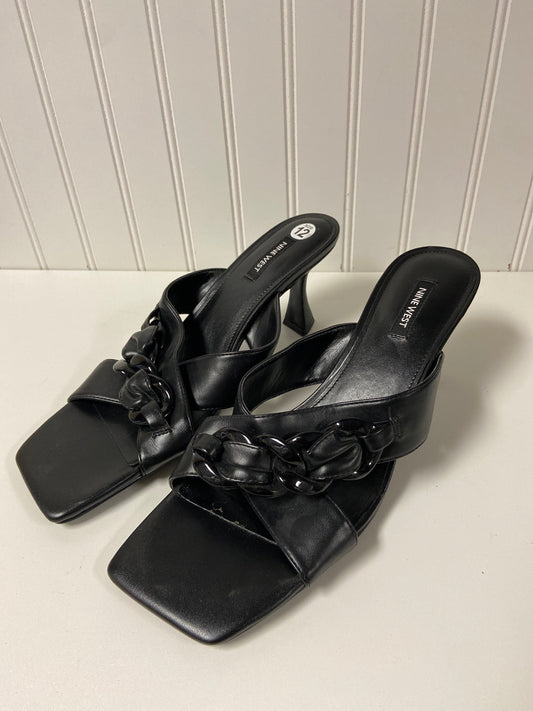 Sandals Heels Kitten By Nine West In Black, Size: 12