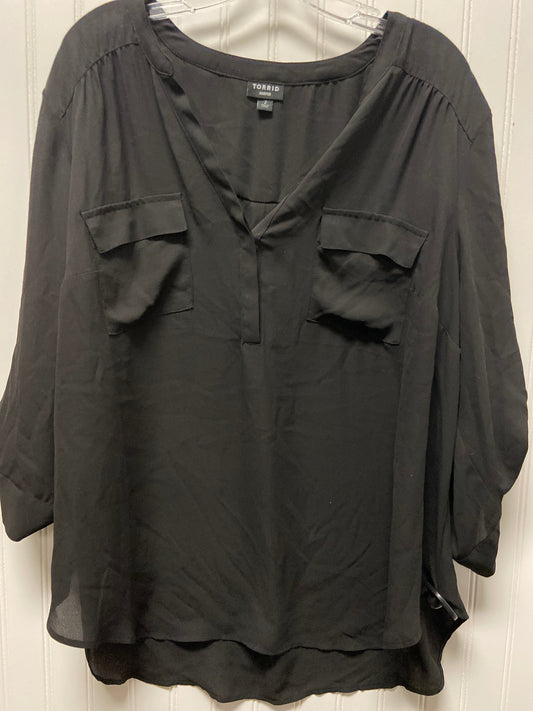 Black Blouse 3/4 Sleeve Torrid, Size 2x