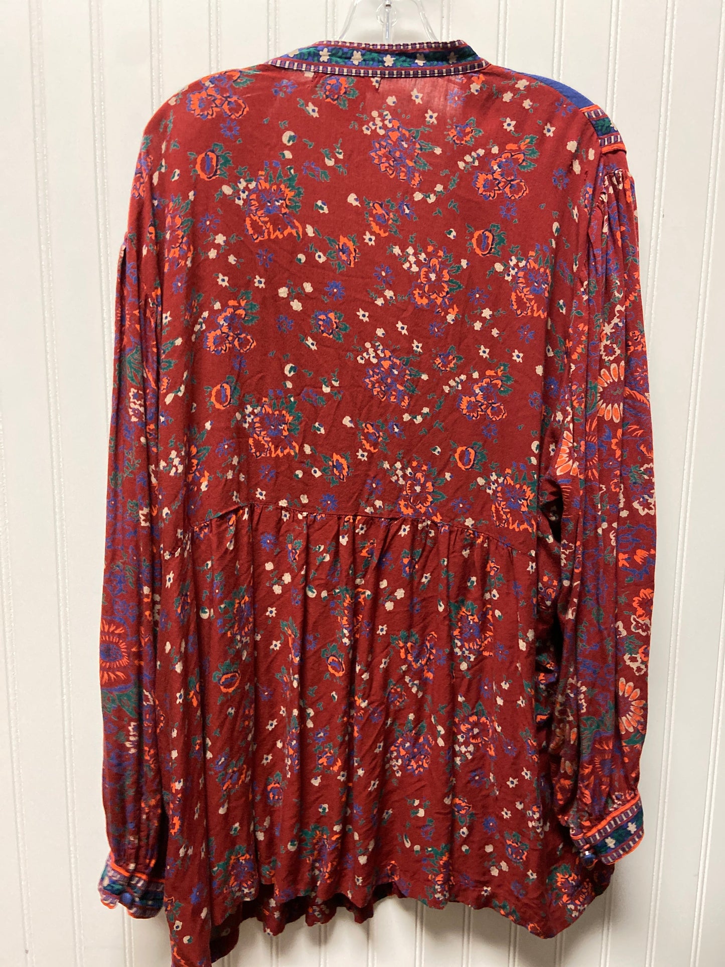 Blouse Long Sleeve By Woman Within In Blue & Red, Size: 2x