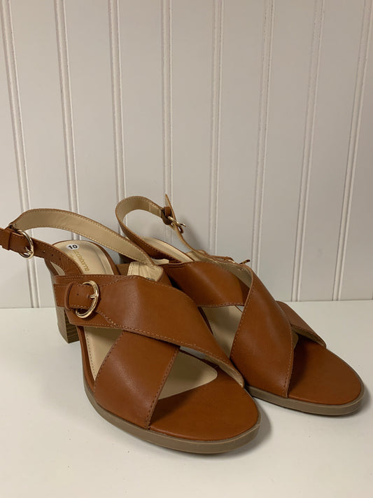 Brown Sandals Heels Block Liz Claiborne, Size 10