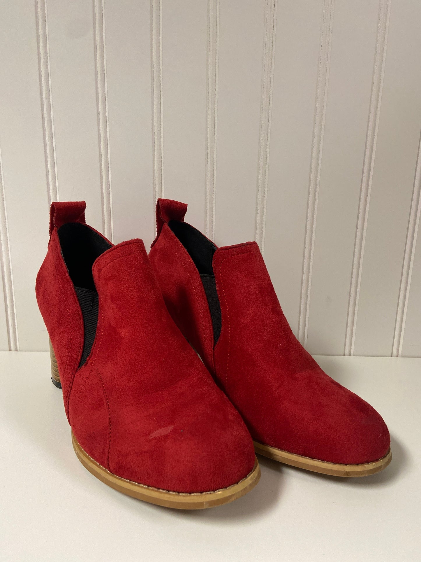 Red Boots Ankle Heels Clothes Mentor, Size 9