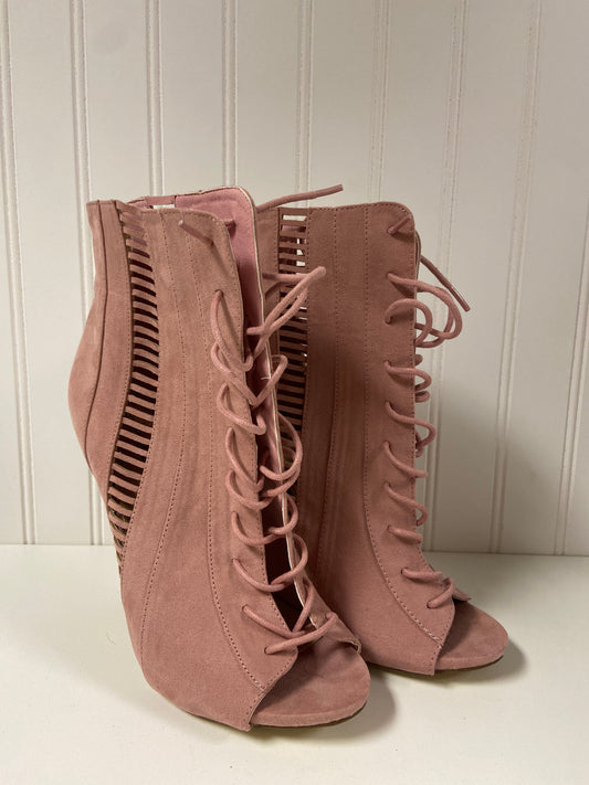 Pink Boots Ankle Heels Shoedazzle, Size 8.5