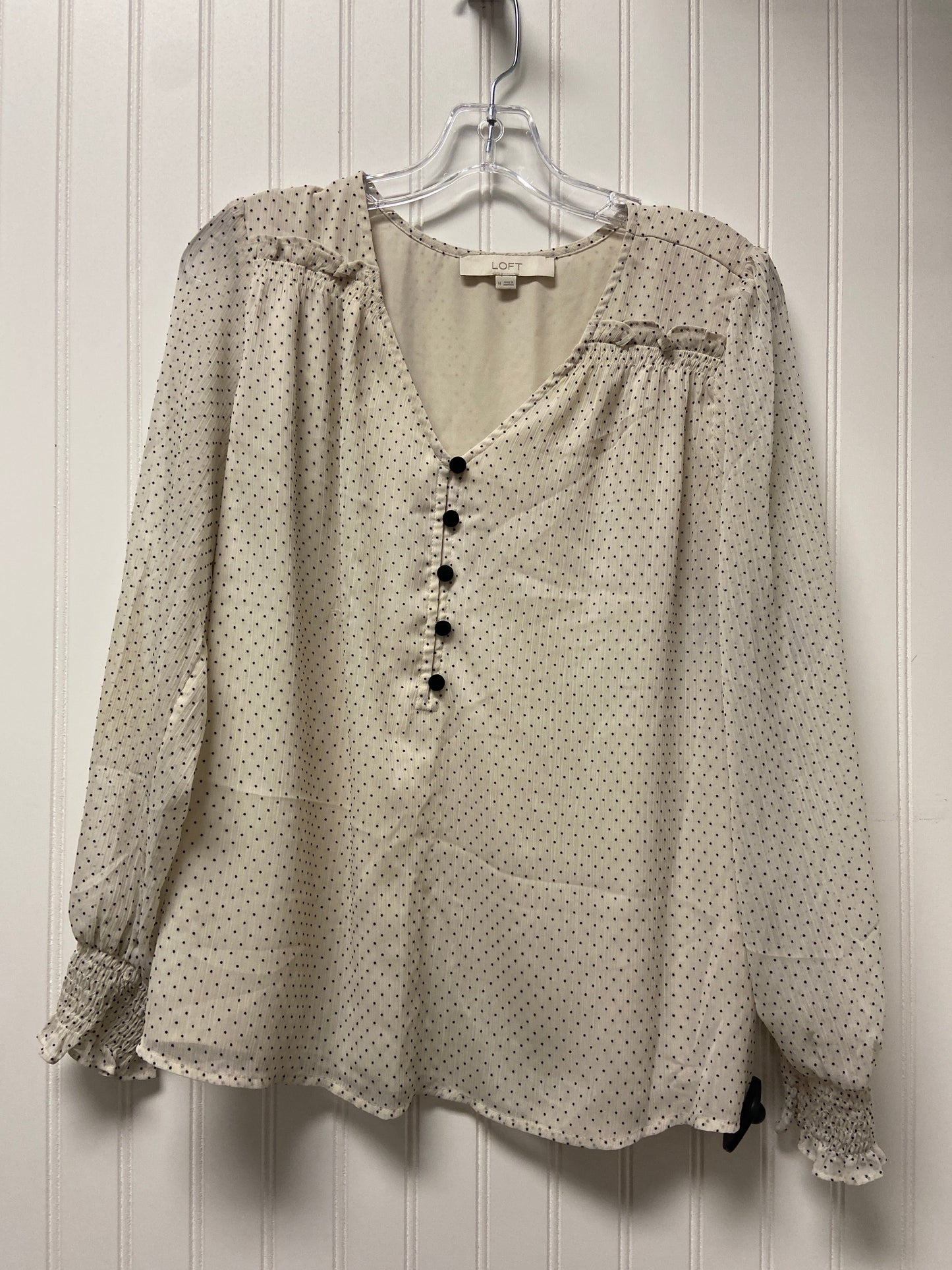 Top Long Sleeve By Loft In Cream, Size: M