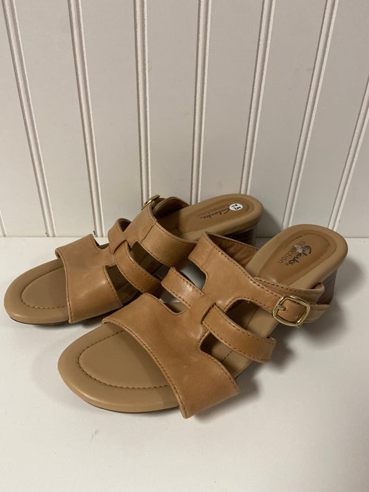 Sandals Heels Block By Clarks In Tan, Size: 7.5