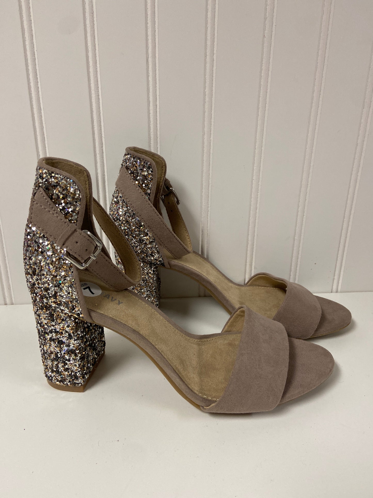 Taupe Sandals Heels Block Old Navy, Size 7
