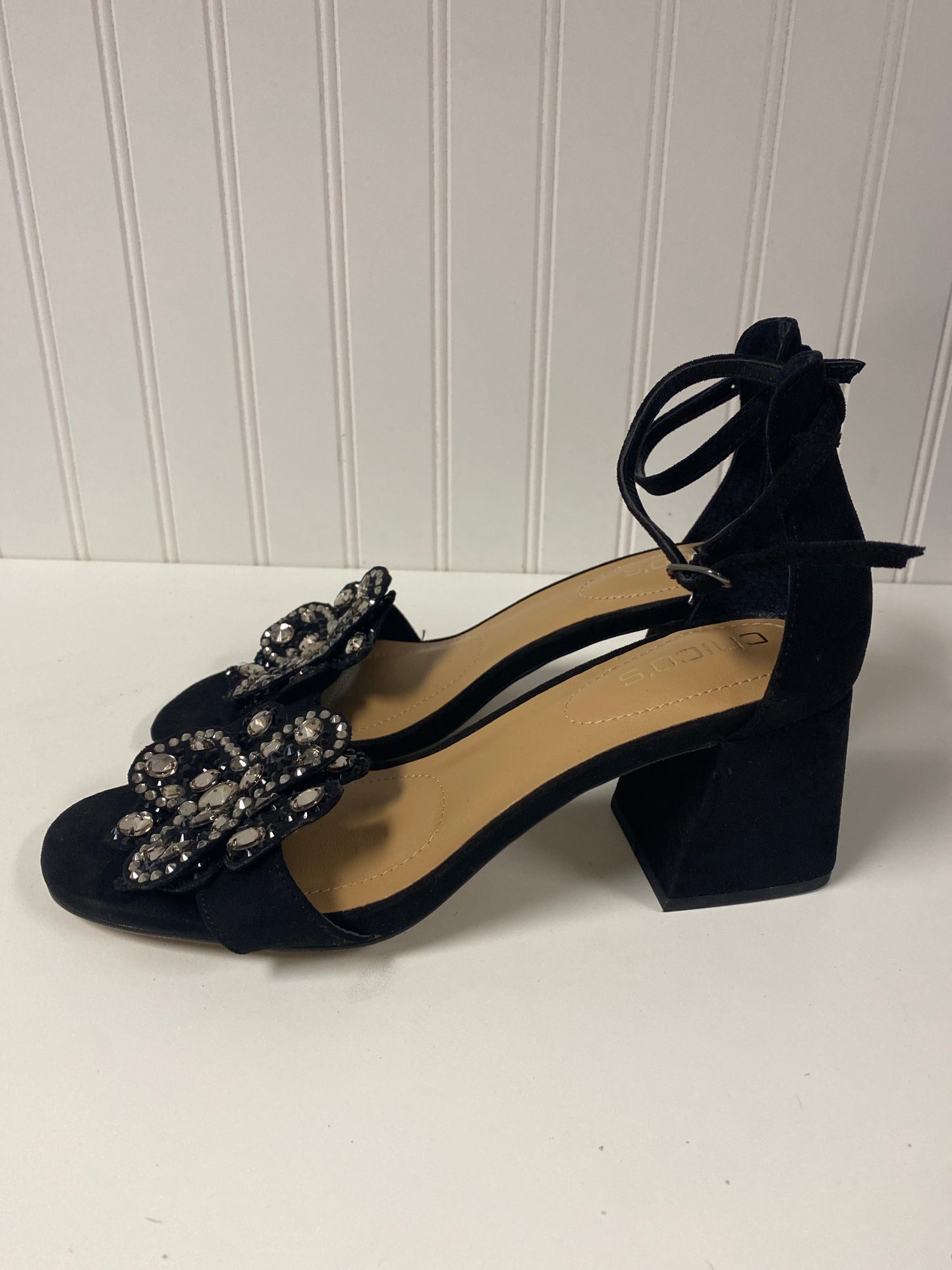 Black Sandals Heels Block Chicos, Size 9