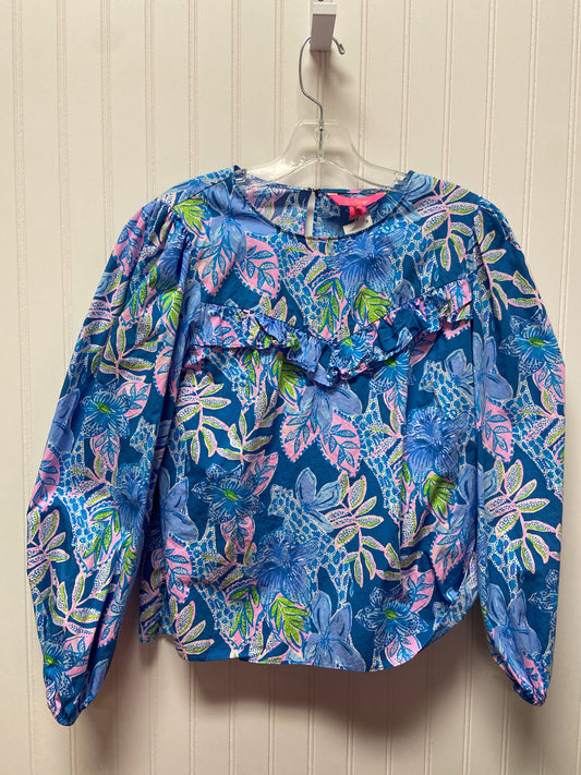 Blue Top Long Sleeve Designer Lilly Pulitzer, Size S