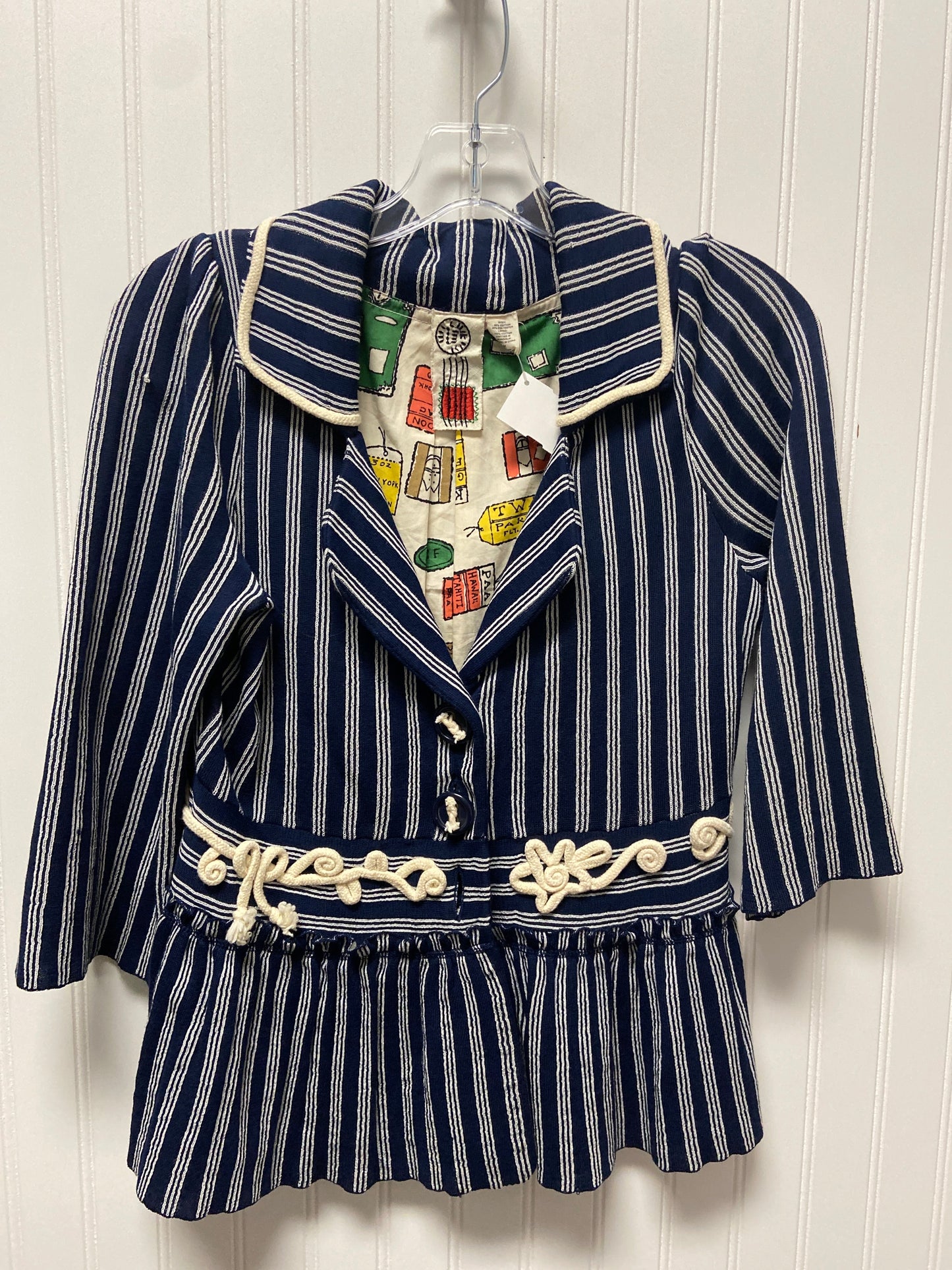 Blazer By Anthropologie In Blue & White, Size: M