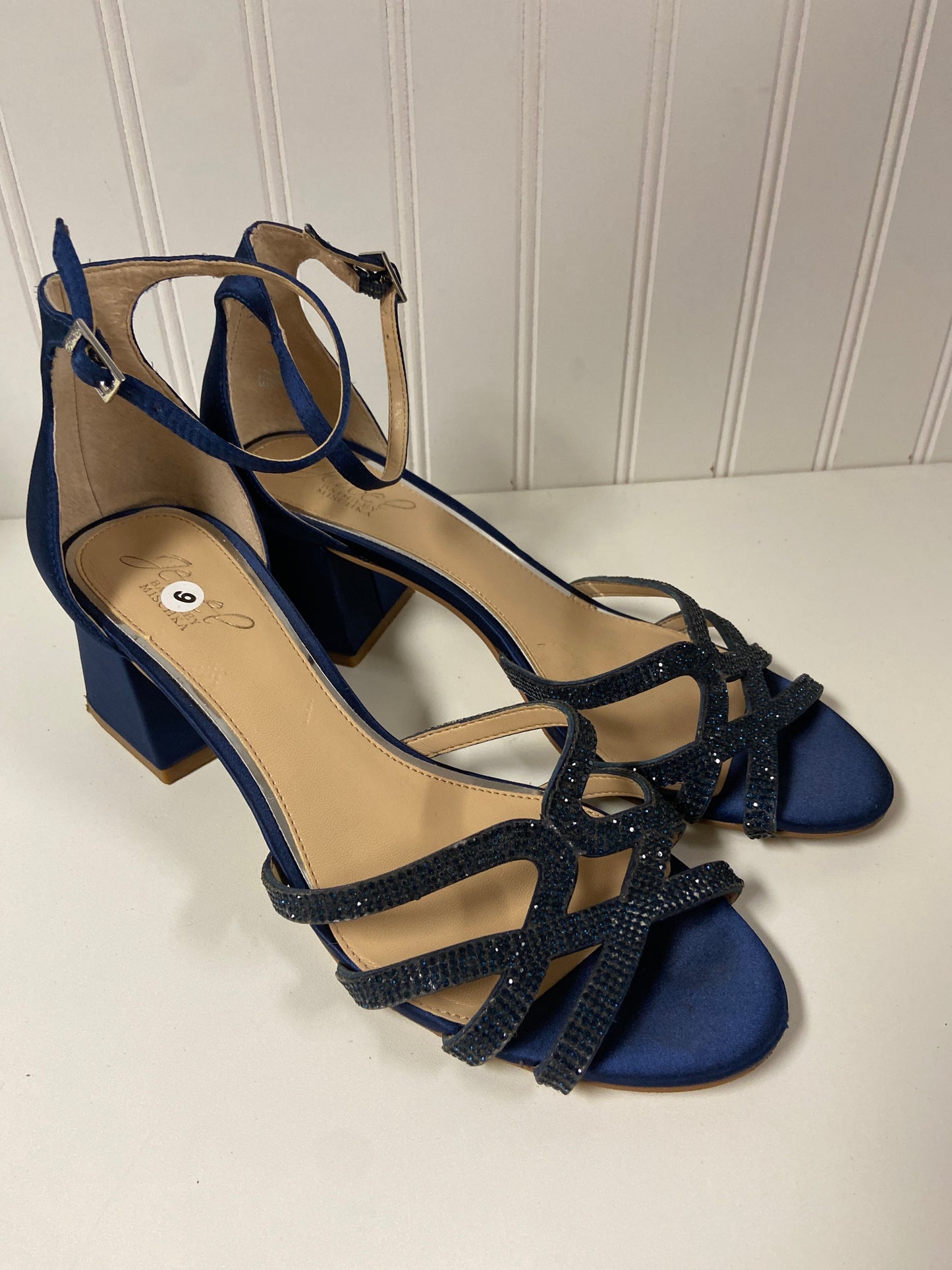 Sandals Heels Block By Badgley Mischka In Navy, Size: 9