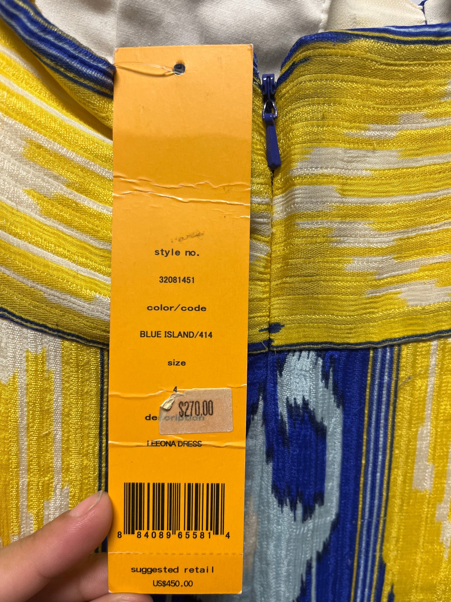 Dress Designer By Tory Burch In Blue & Yellow, Size: S