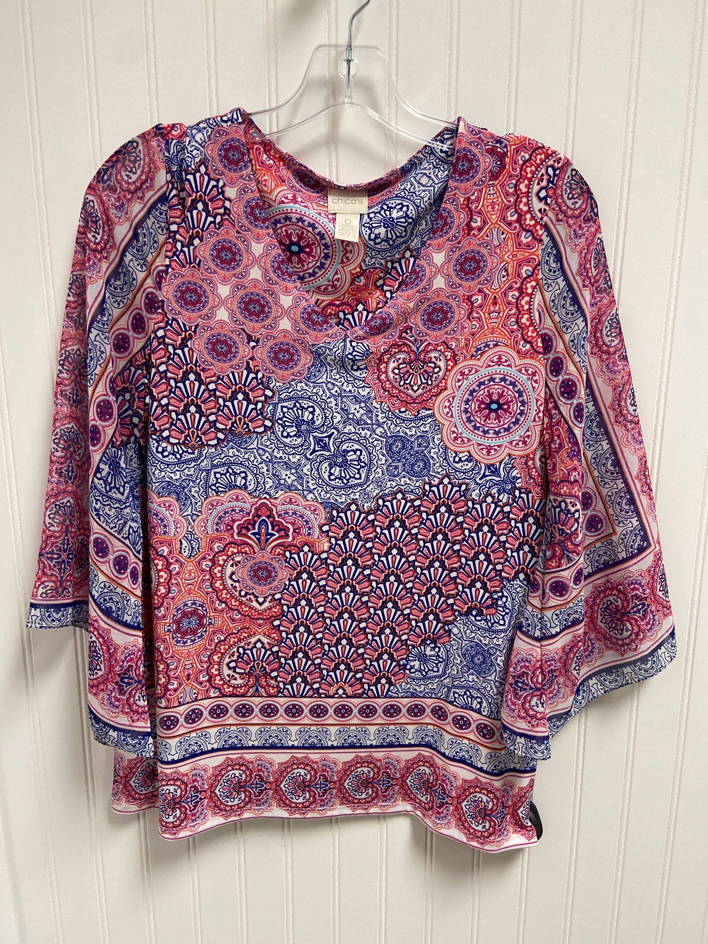 Top Long Sleeve By Chicos In Multi-colored, Size: S