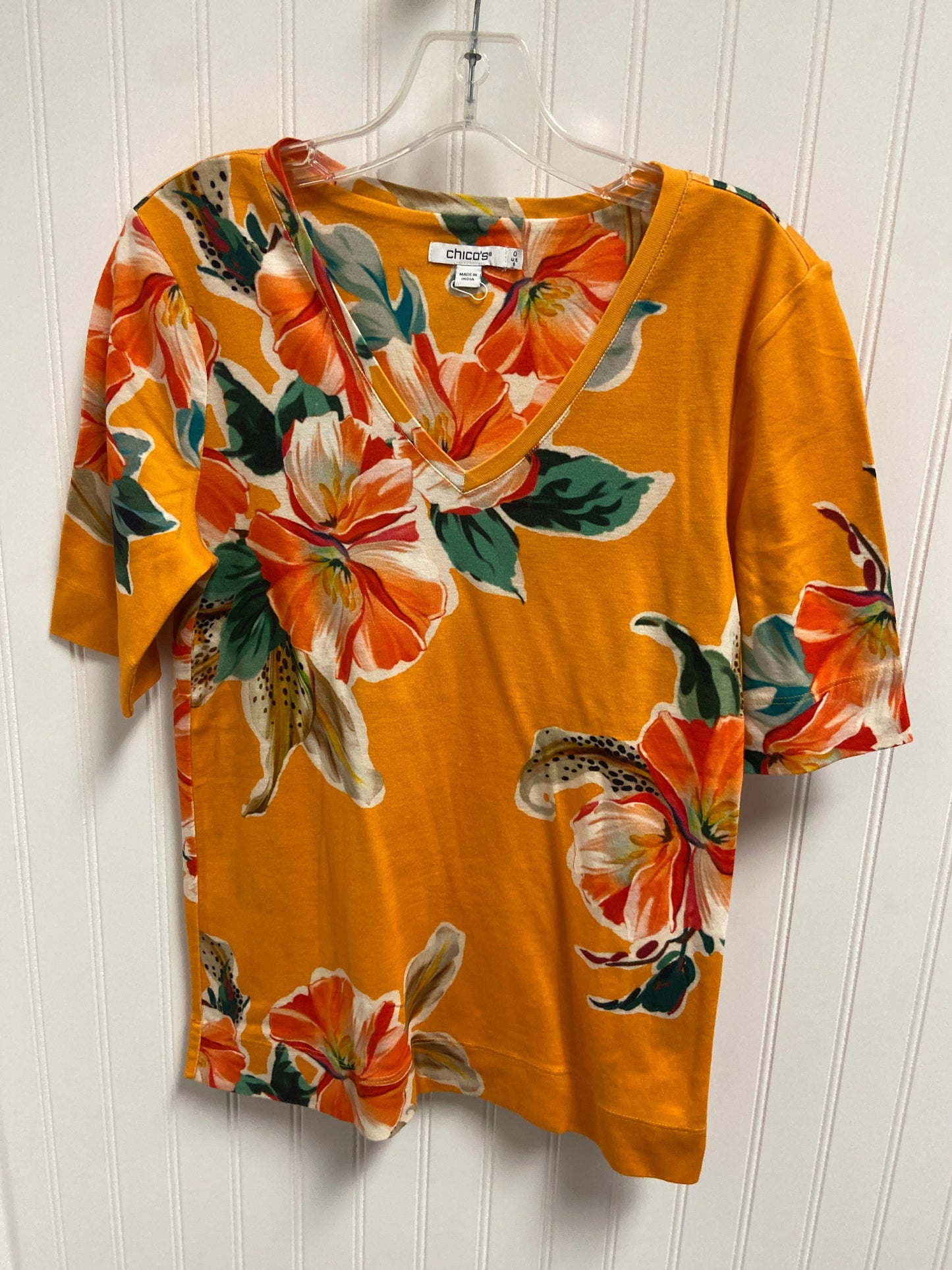 Top Short Sleeve Basic By Chicos In Orange, Size: S